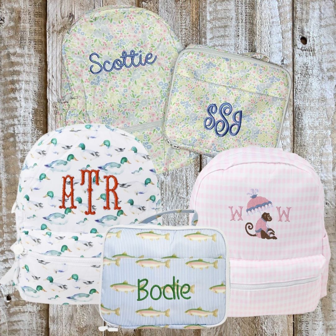 Custom Embroidered, Personalized, Monogrammed Nylon Backpack & Lunchbox