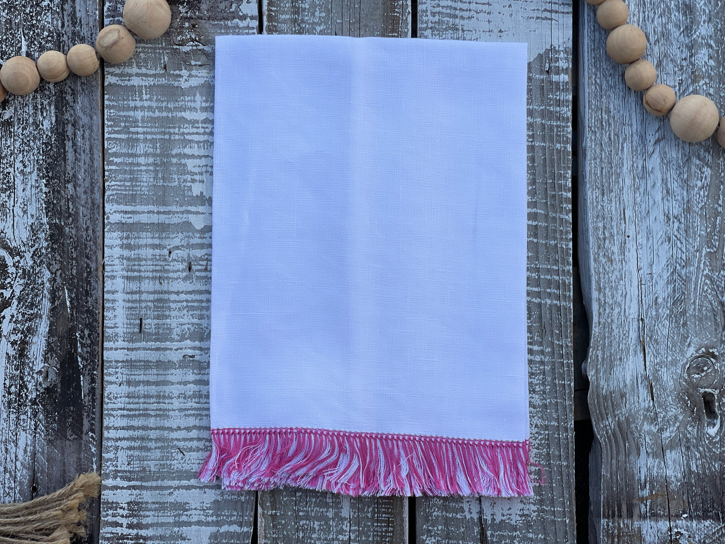 Custom Embroidered, Personalized, Monogrammed Fringe Linen Hand Towel