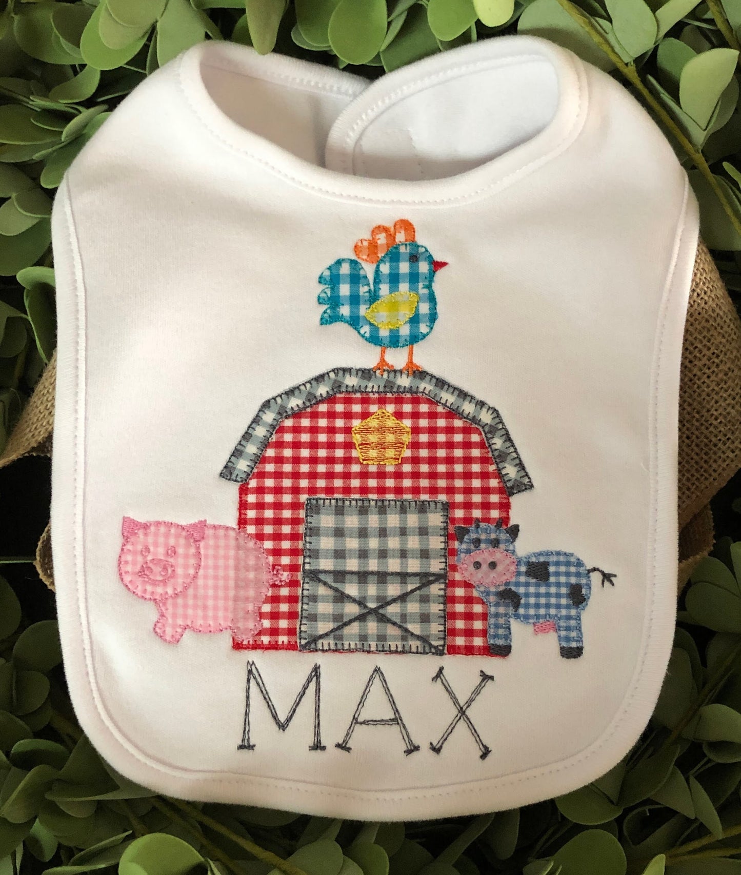 Custom Embroidered, Monogrammed, Personalized Farm Friends Gown, Bib, Hat and/or Blanket Set