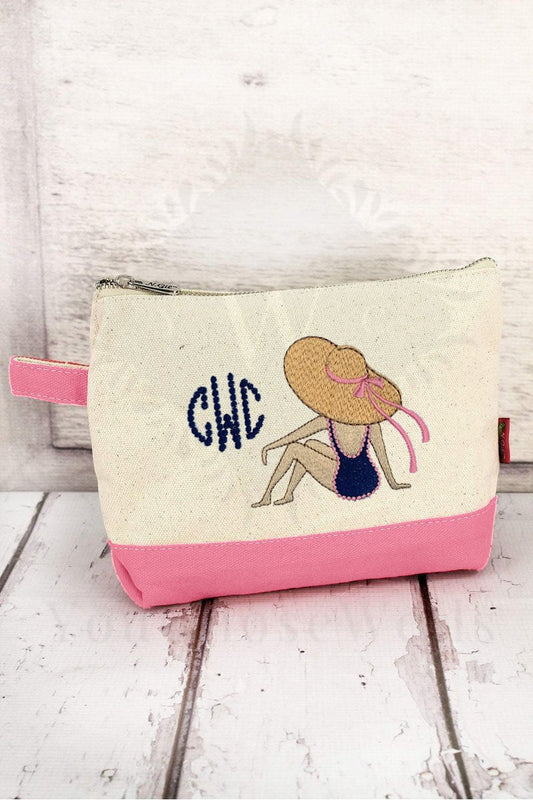 Custom Embroidered, Monogrammed, Personalized Canvas Cosmetic Bag