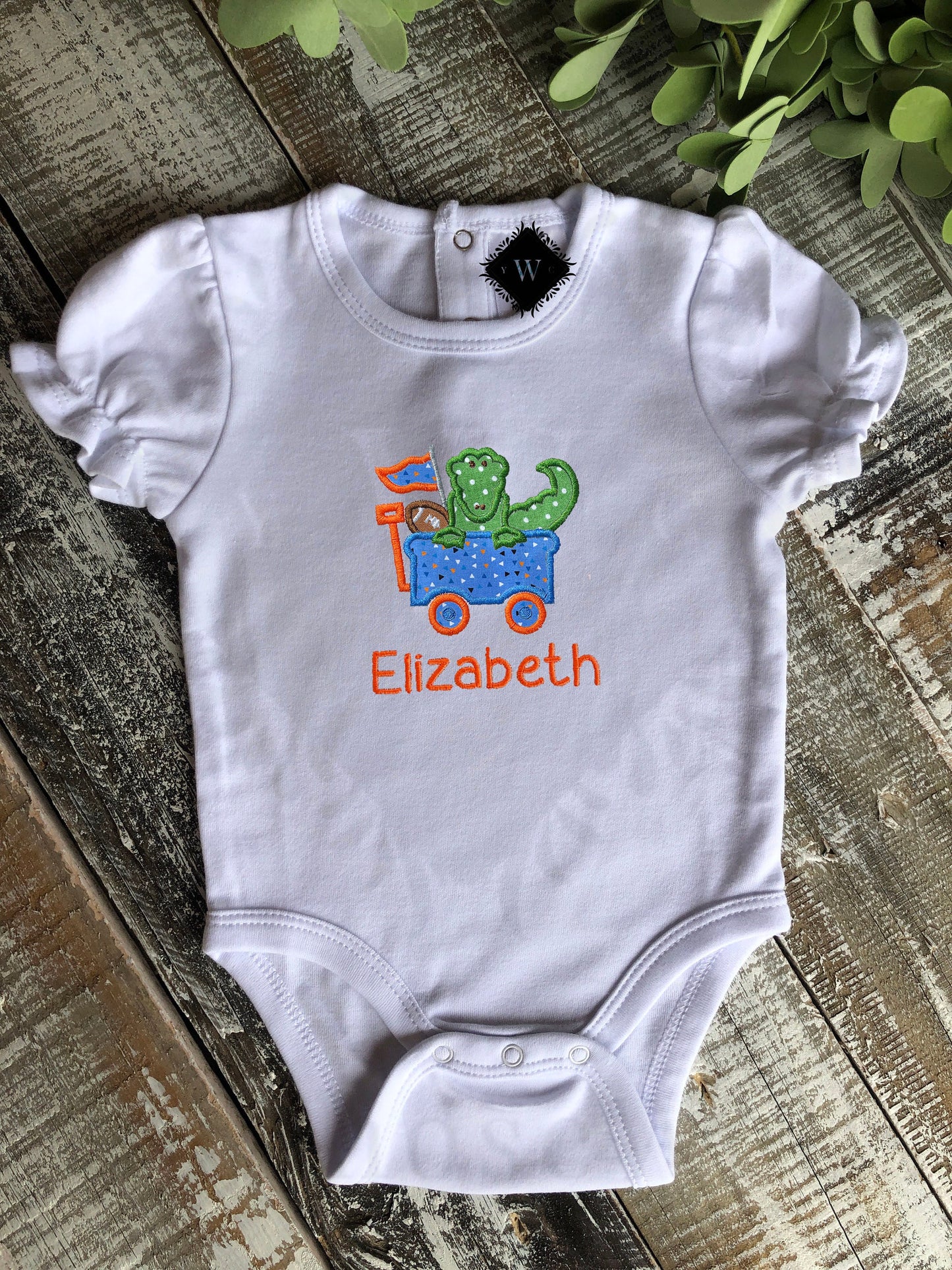 Baby Girl Baby Boy, Girl, Boy Football University of Florida Gator Applique, Go Gators, Team Spirit, College Game Day Custom, Personalized