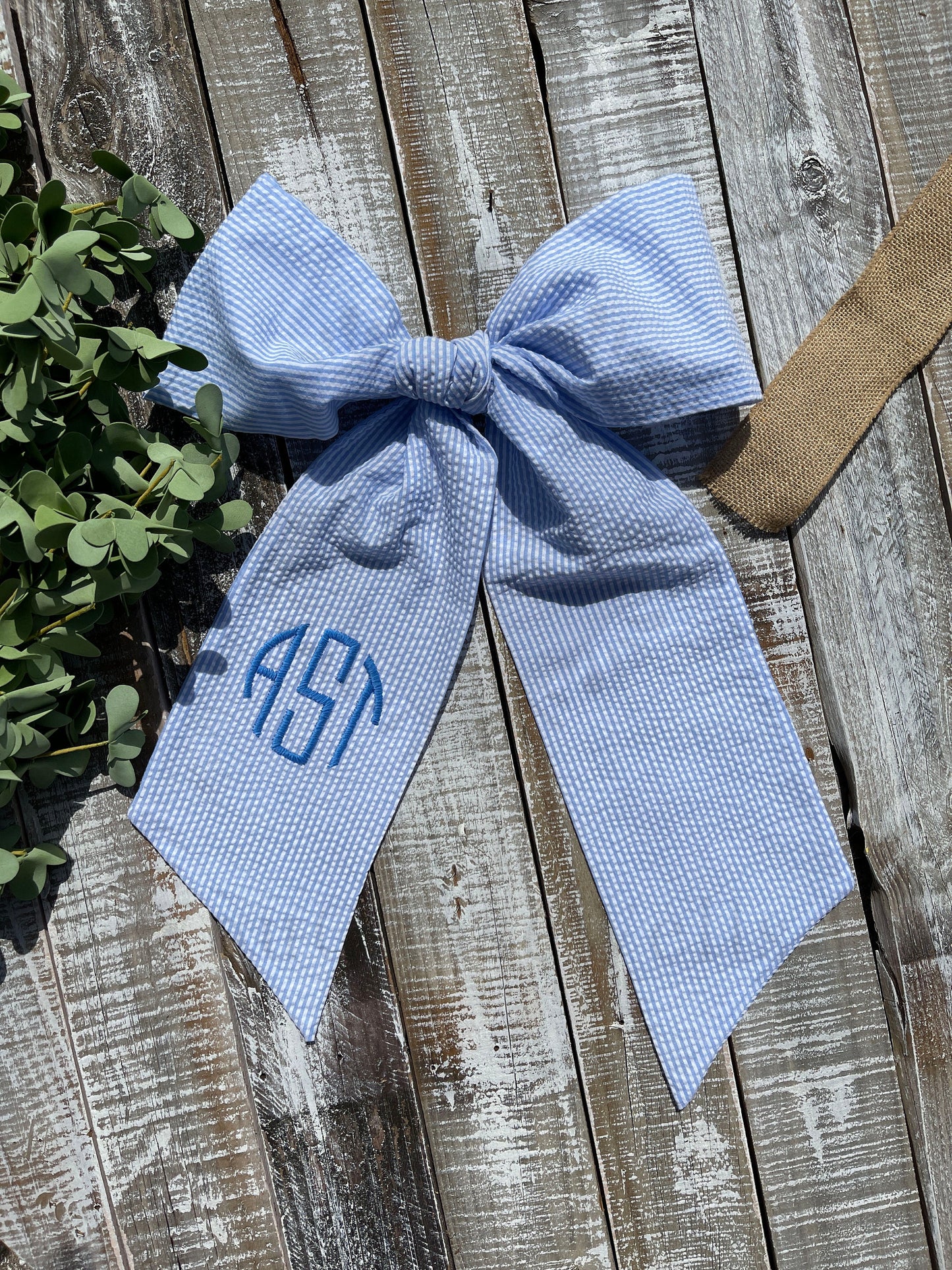 Custom Embroidered, Personalized, Monogrammed Seersucker, Gingham, or Solid SINGLE Sash