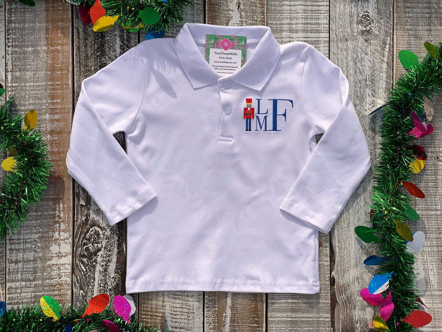 Boy, Embroidered Christmas Nutcracker Monogram Polo Shirt and Pant Set, Holiday Outfit, Boy Gingham Pant Set, Custom, Personalized, Polo