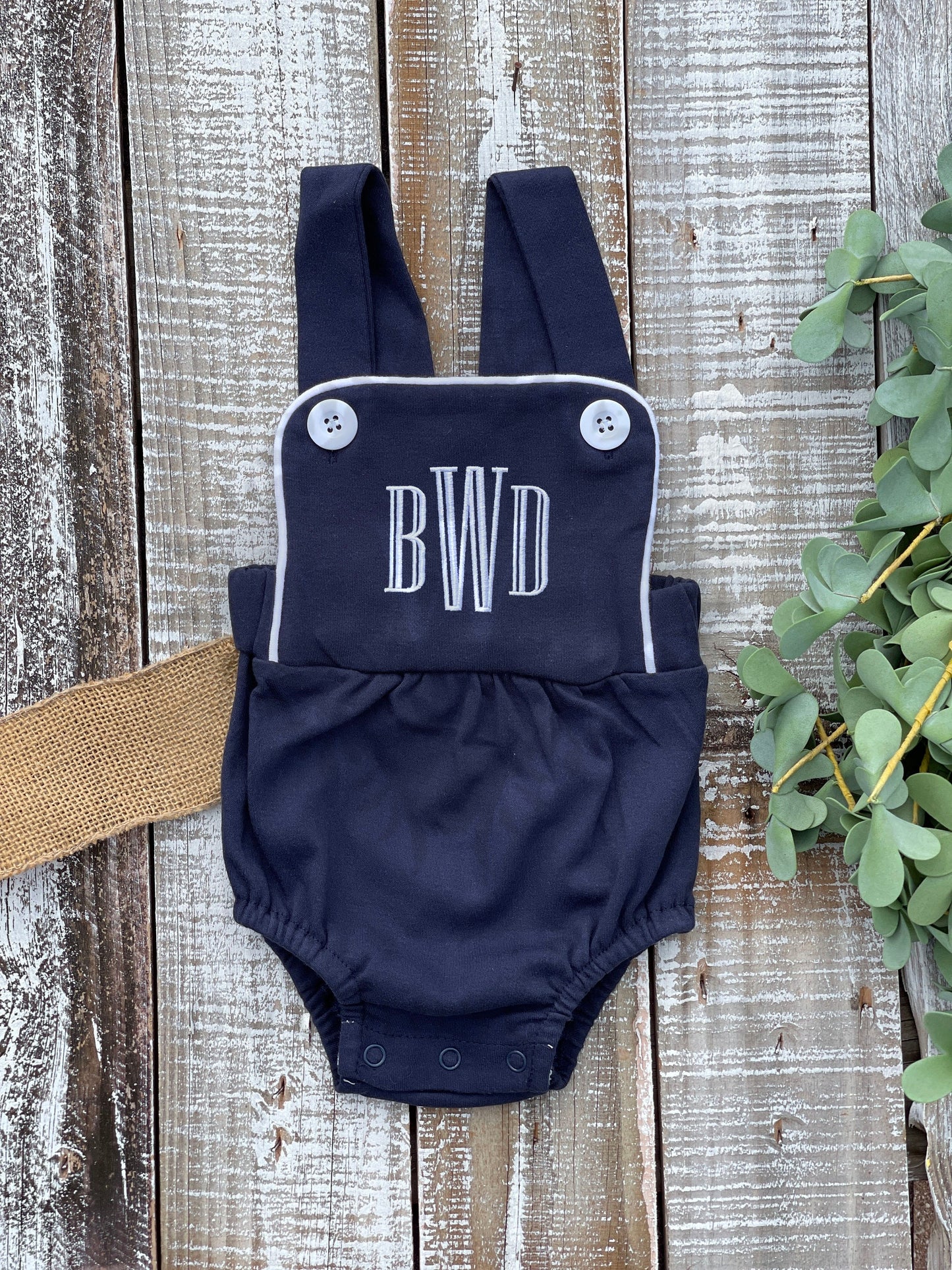 Custom Embroidered, Personalized, Monogrammed Navy, White, Blue Bubble