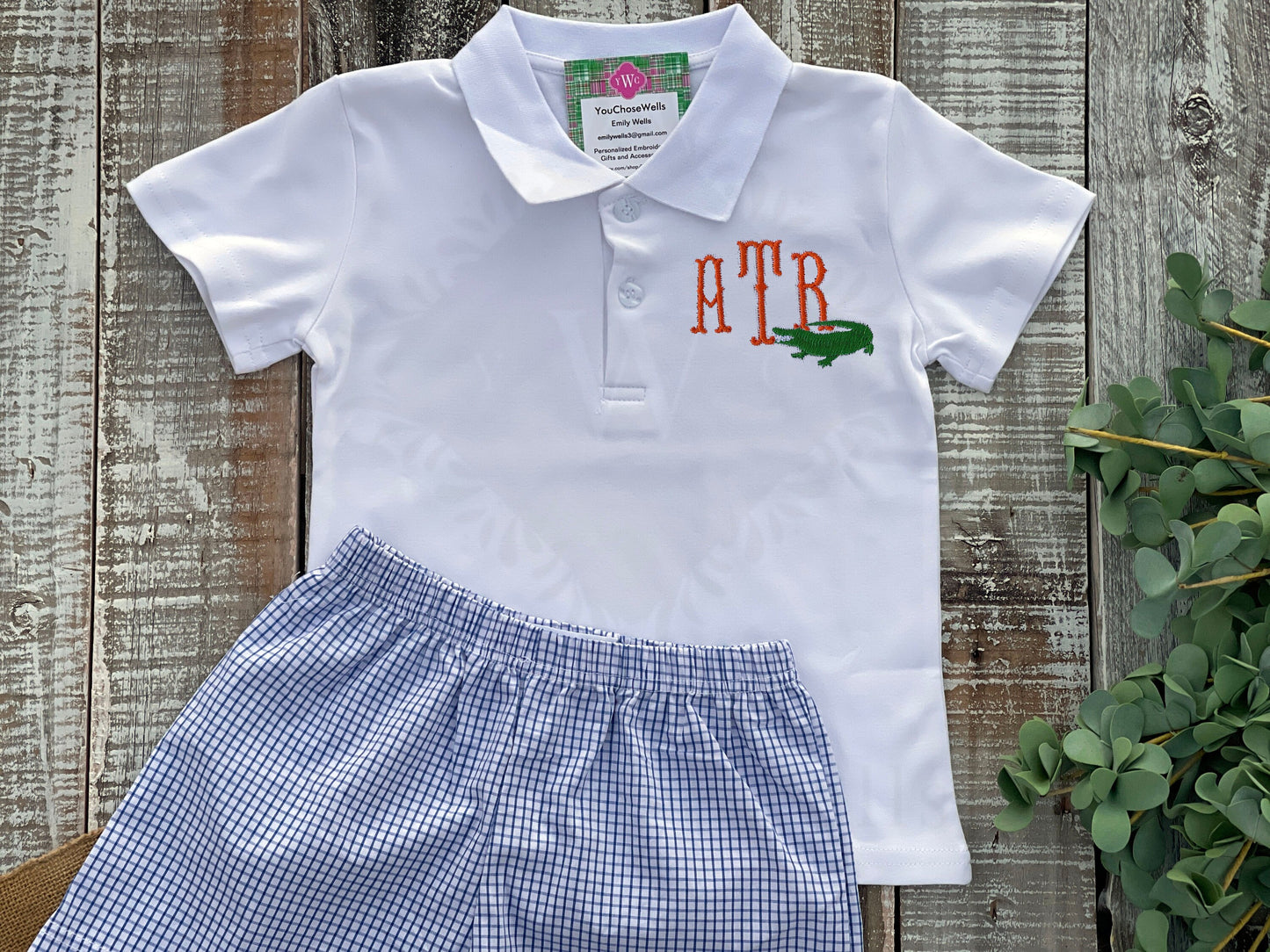 Monogrammed Boy University of Florida Polo Shirt and Short Set, Florida Gators, Gator Boy Polo Shirt, Game Day Outfit, Personalized, Custom,