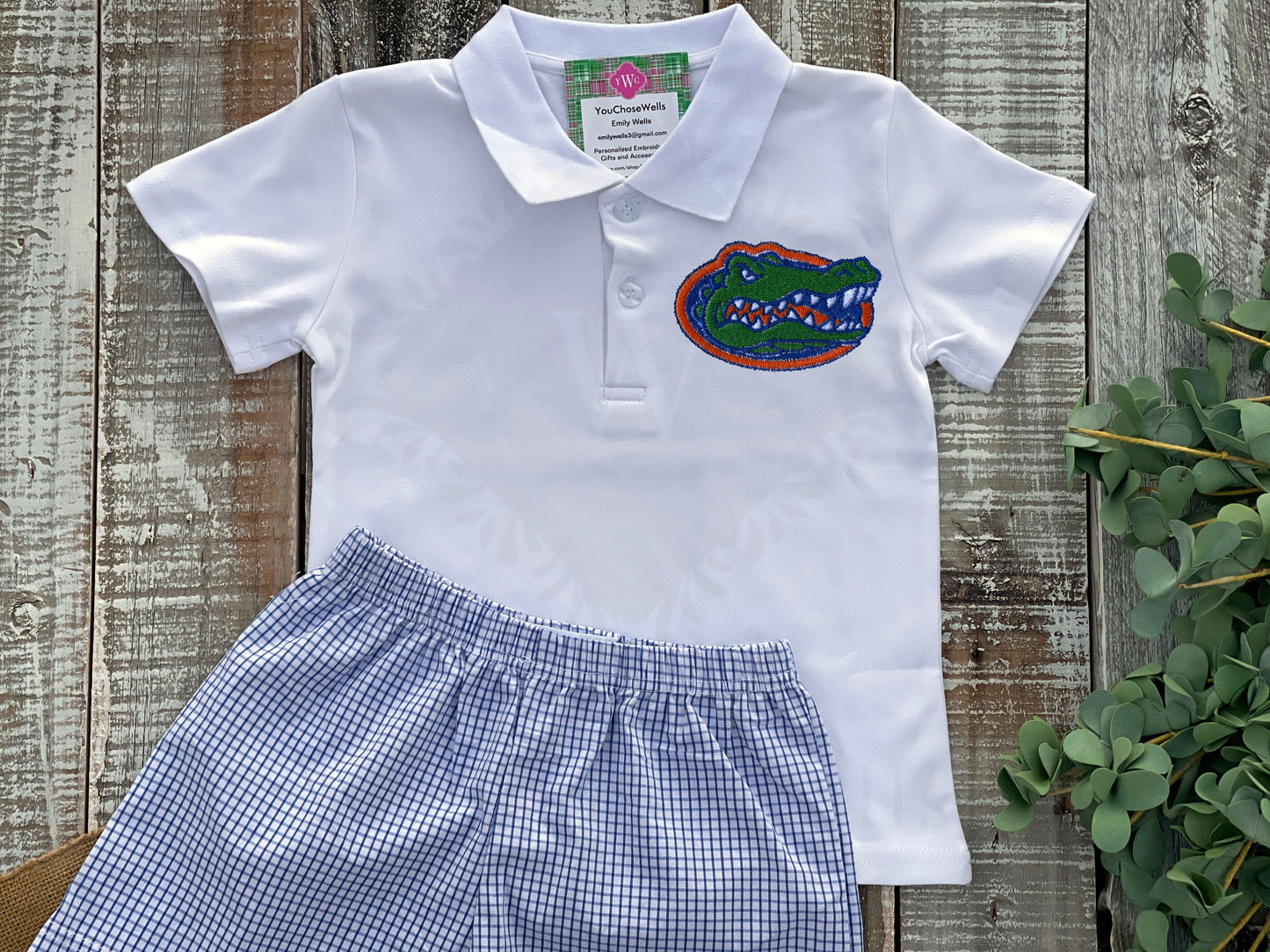 Monogrammed Boy Gator Polo Shirt & Short Set, Florida Gator Inspired, Gator Polo Shirt, Game Day Outfit, Personalized, Custom