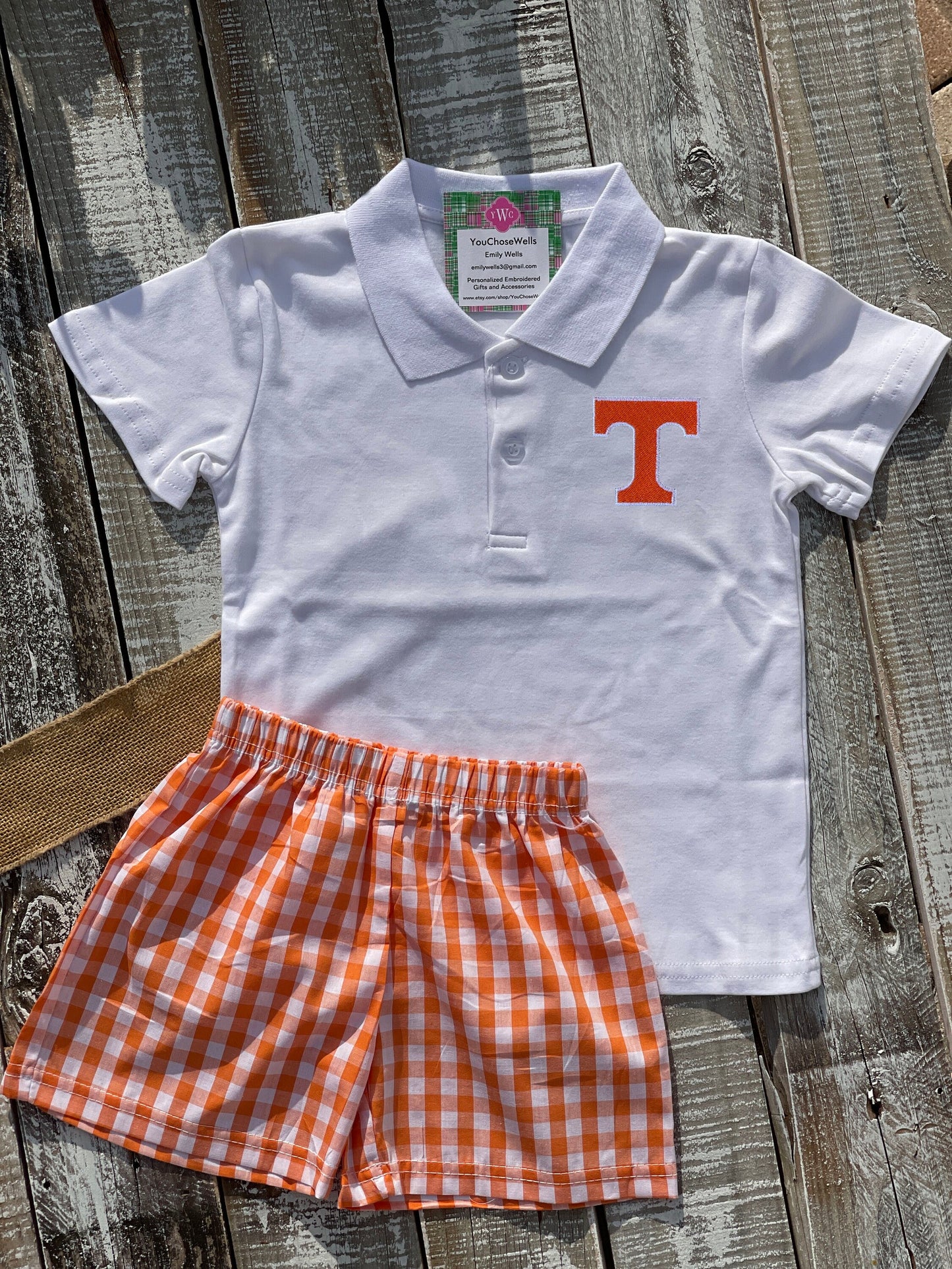 Baby Boy Football T Hound Shirt and Short Set, Team Spirit, College Game Day, Custom, Personalized