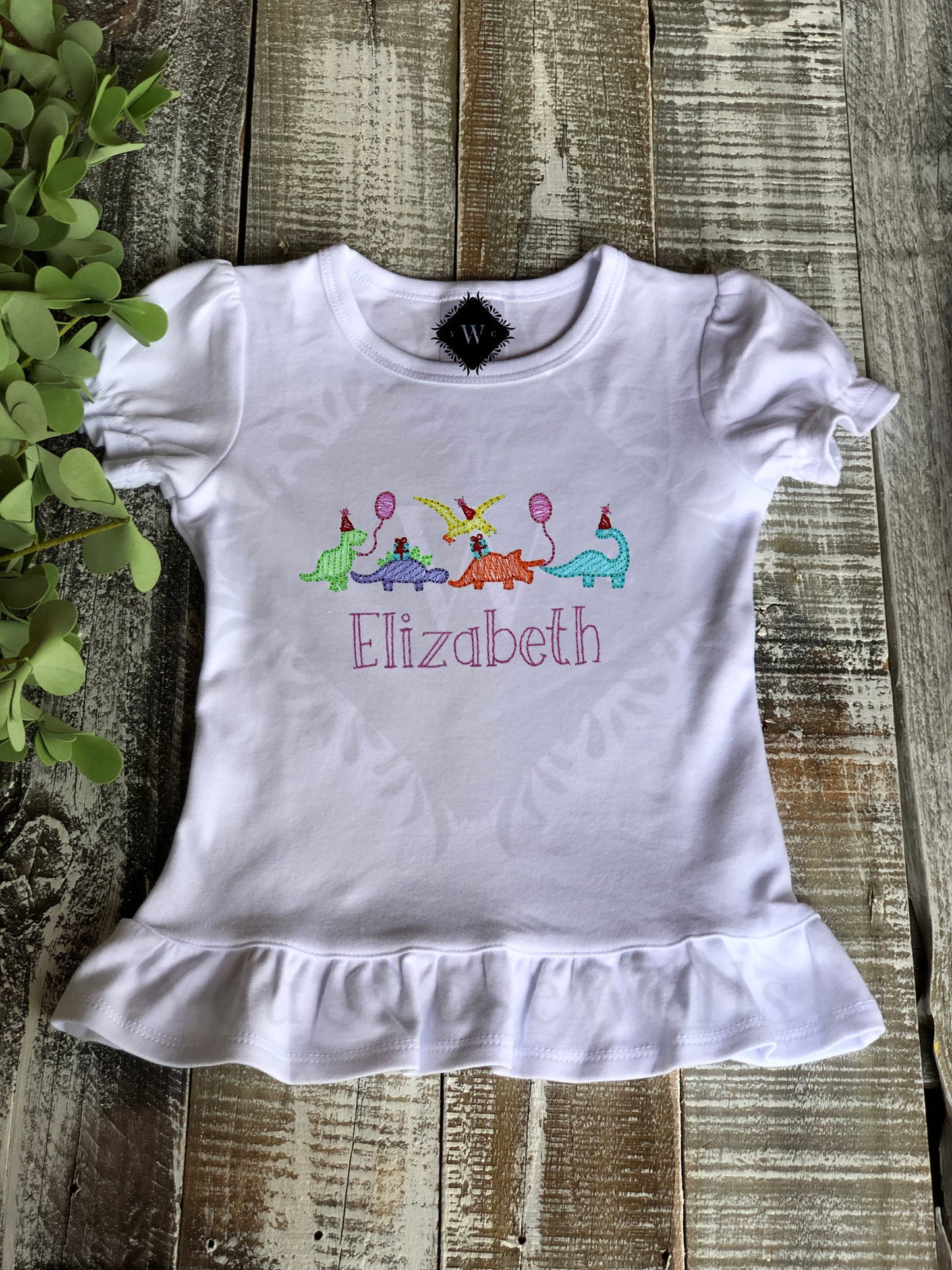 Personalized Girl Birthday Outfit, Custom Birthday Shirt and Ruffle Short Set, Birthday Dinosaur Shirt, Baby Girl, Pink Gingham Short Set