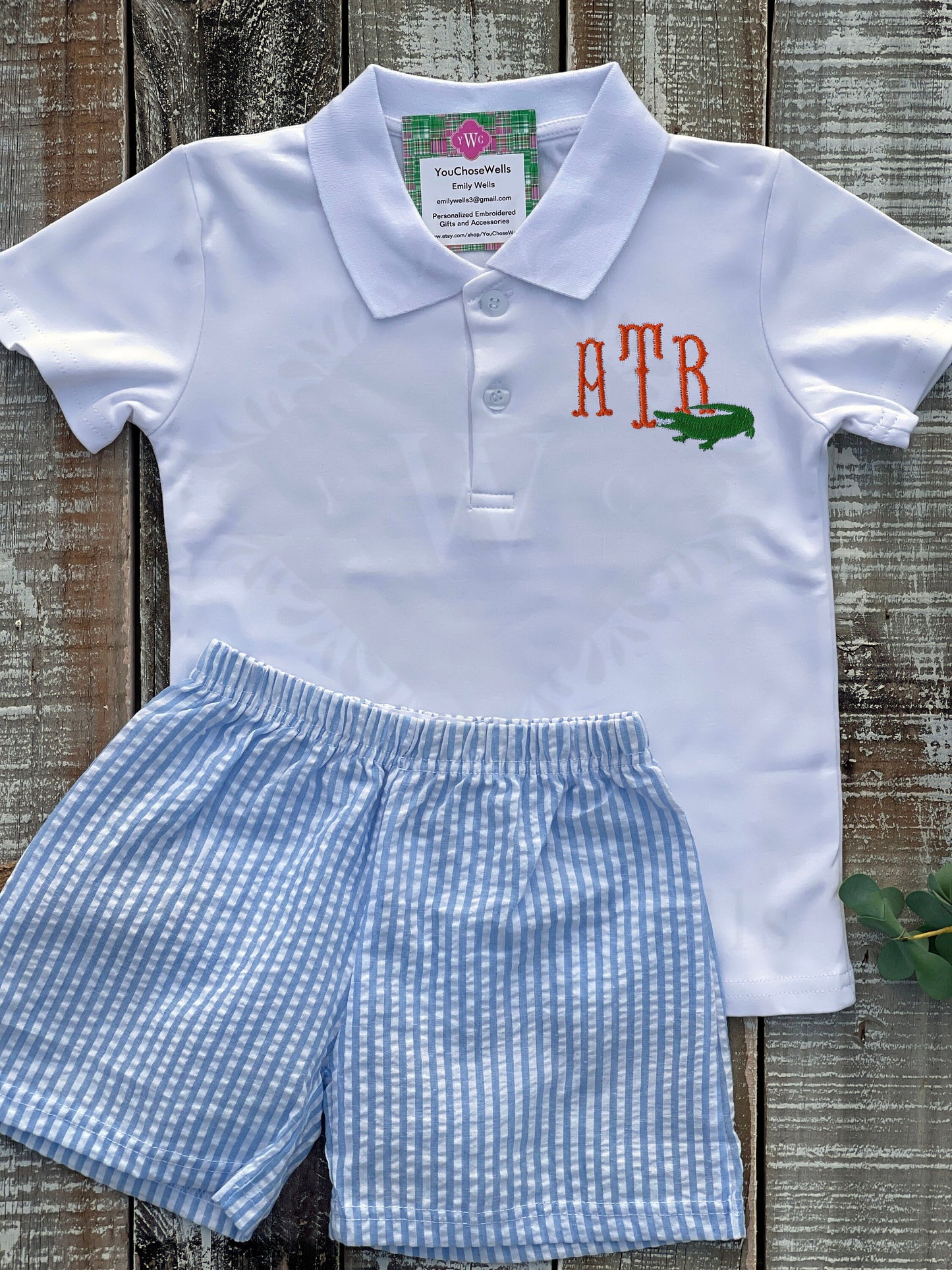 Monogrammed University of Florida Bubble & Polo Shirt and Short Set, Florida Gators, Gator Boy Polo, Game Day Outfit, Personalized, Custom