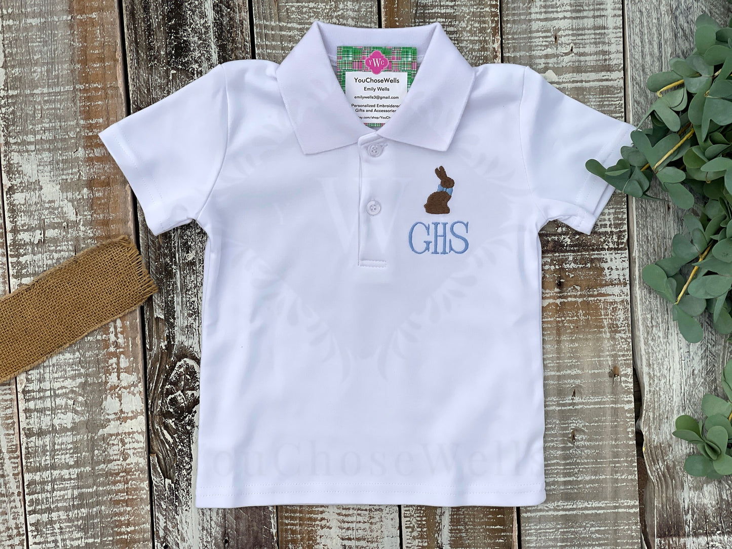 Custom Embroidered, Monogrammed, Personalized Spring Polo and Blue Seersucker Gingham Short Set