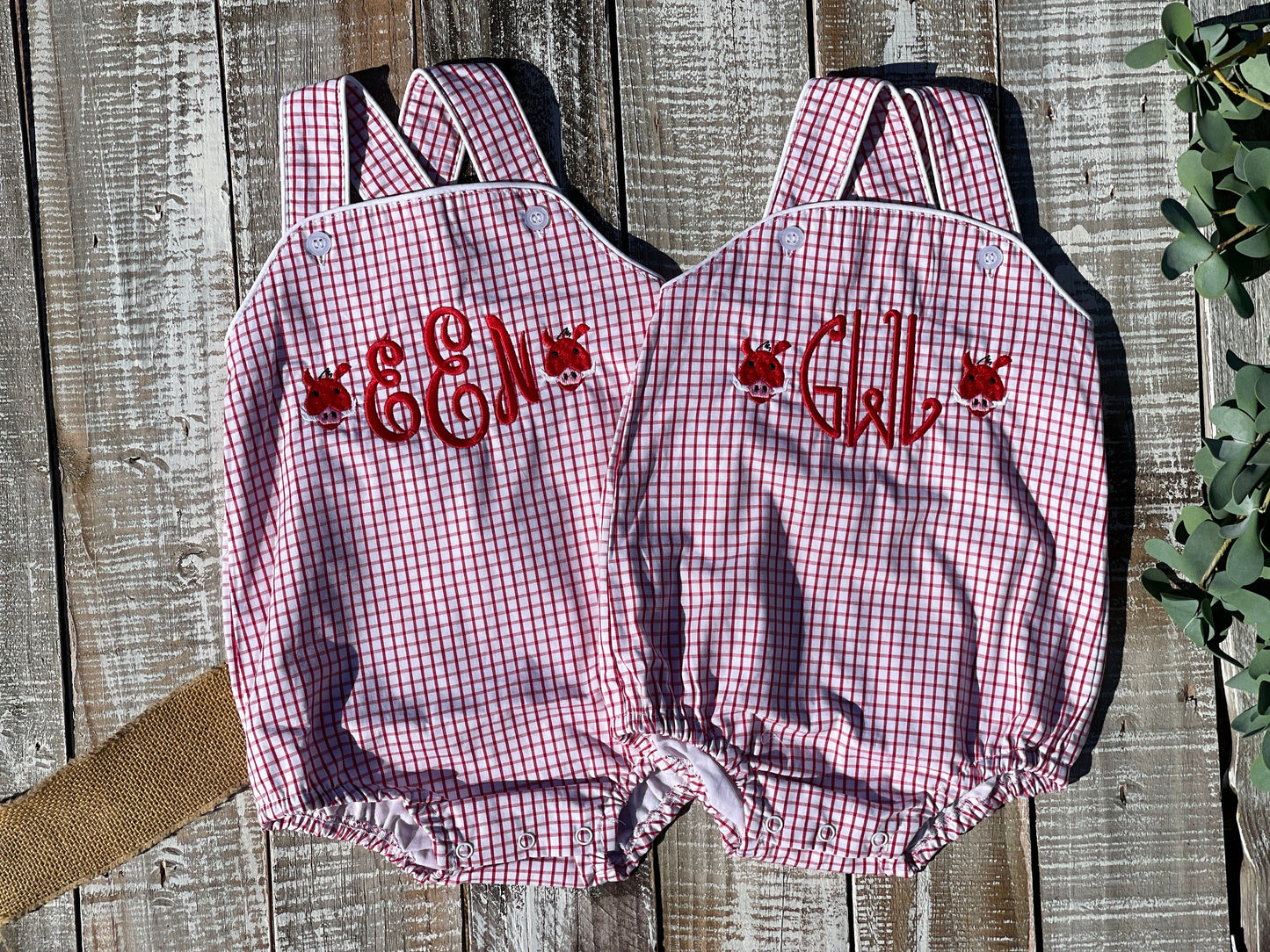 Girl, Boy, Arkansas Bubble and Polo Shirt Set, U of Arkansas Baby Bubble, Arkansas Boy Polo Shirt Set, Game Day Outfit, Razorbacks Windwpane