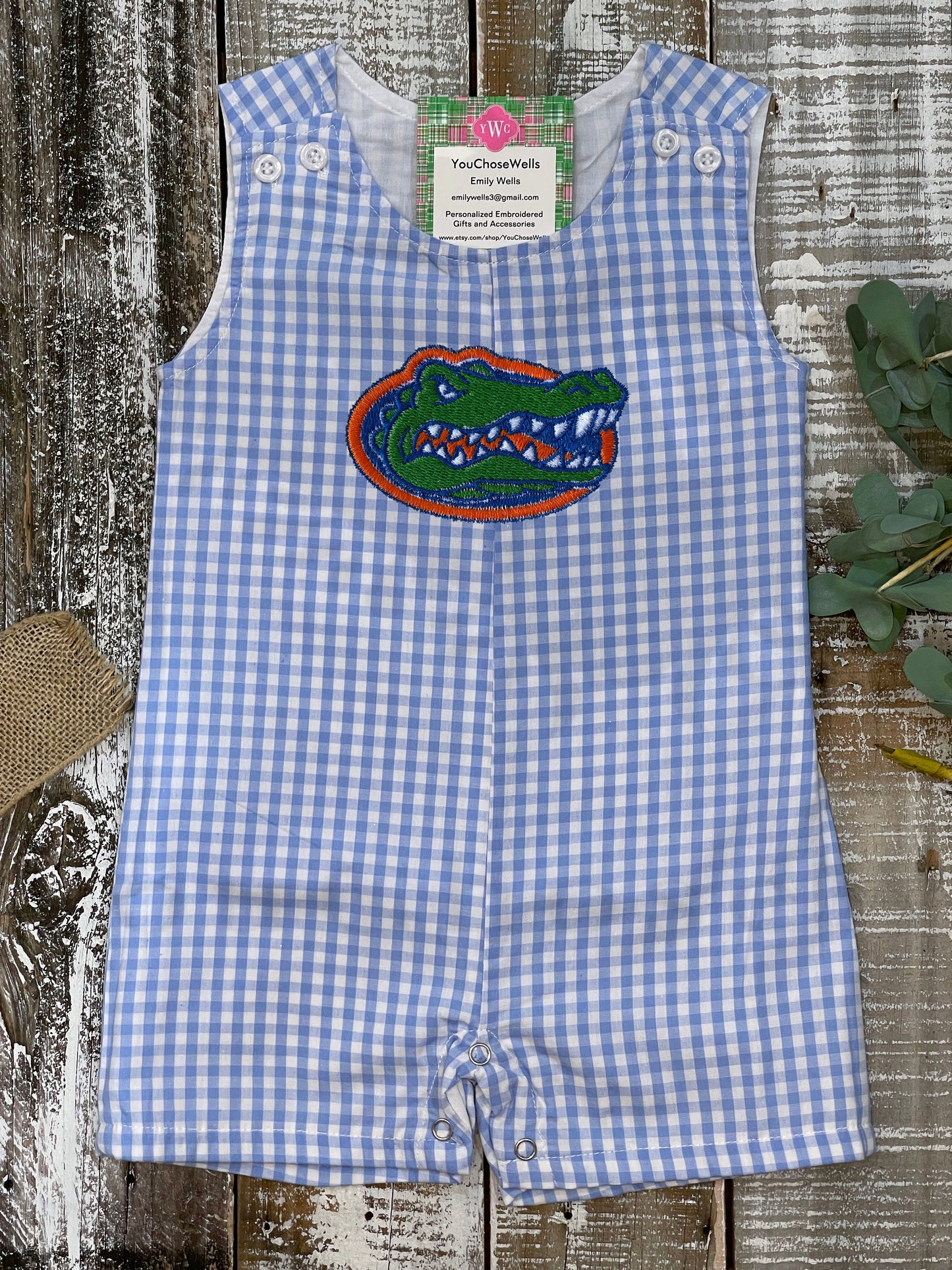 Custom Girl, Boy, Florida Dress, Jon Jon, Bubble and Polo Shirt Gingham Set, Baby Bubble, Florida Polo Shirt Set, Game Day Outfit, Gators