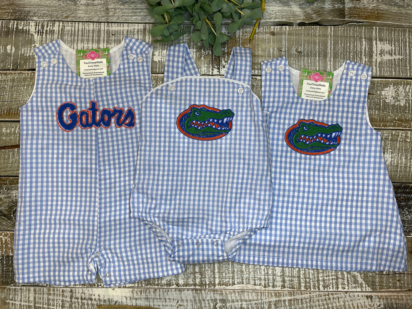 Custom Girl, Boy, Florida Dress, Jon Jon, Bubble and Polo Shirt Gingham Set, Baby Bubble, Florida Polo Shirt Set, Game Day Outfit, Gators