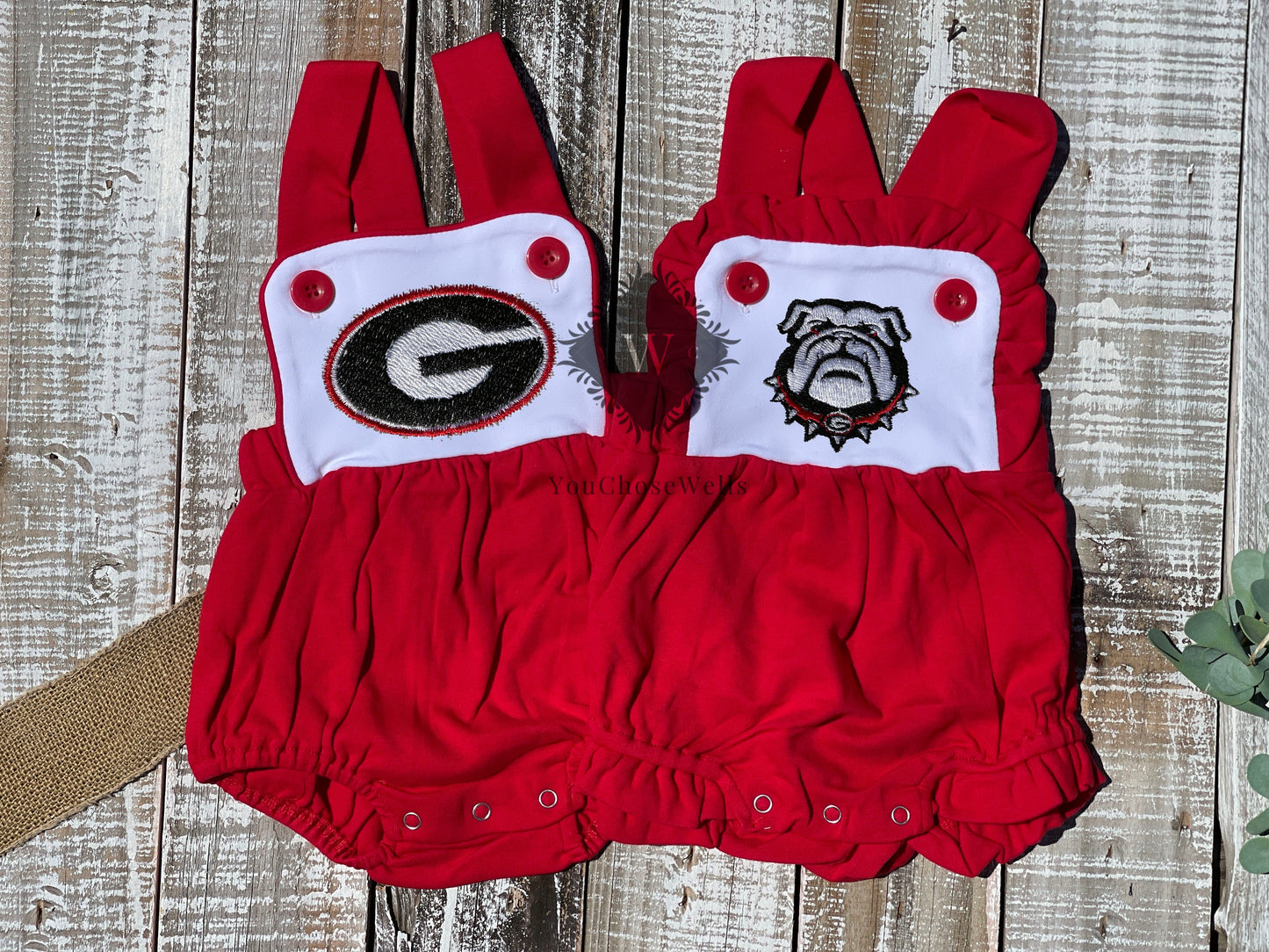 Custom Embroidered, Personalized, Monogrammed, G, or Bulldog Red Color Block Bubble
